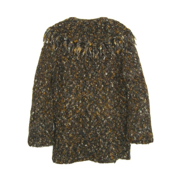 Lark Lane Boho Chunky Knit Wool Blend Nubby Fringed Cowl Neck Sweater Size XL - Picture 3 of 8